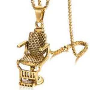 barber chair necklace gold