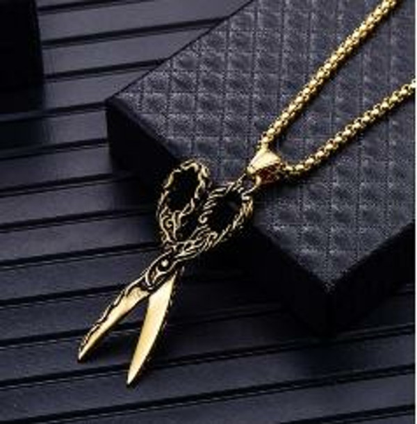 gold scissor necklace
