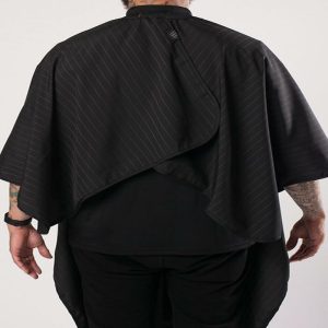 Barber Strong The Barber Cape Black W white Pinstripe